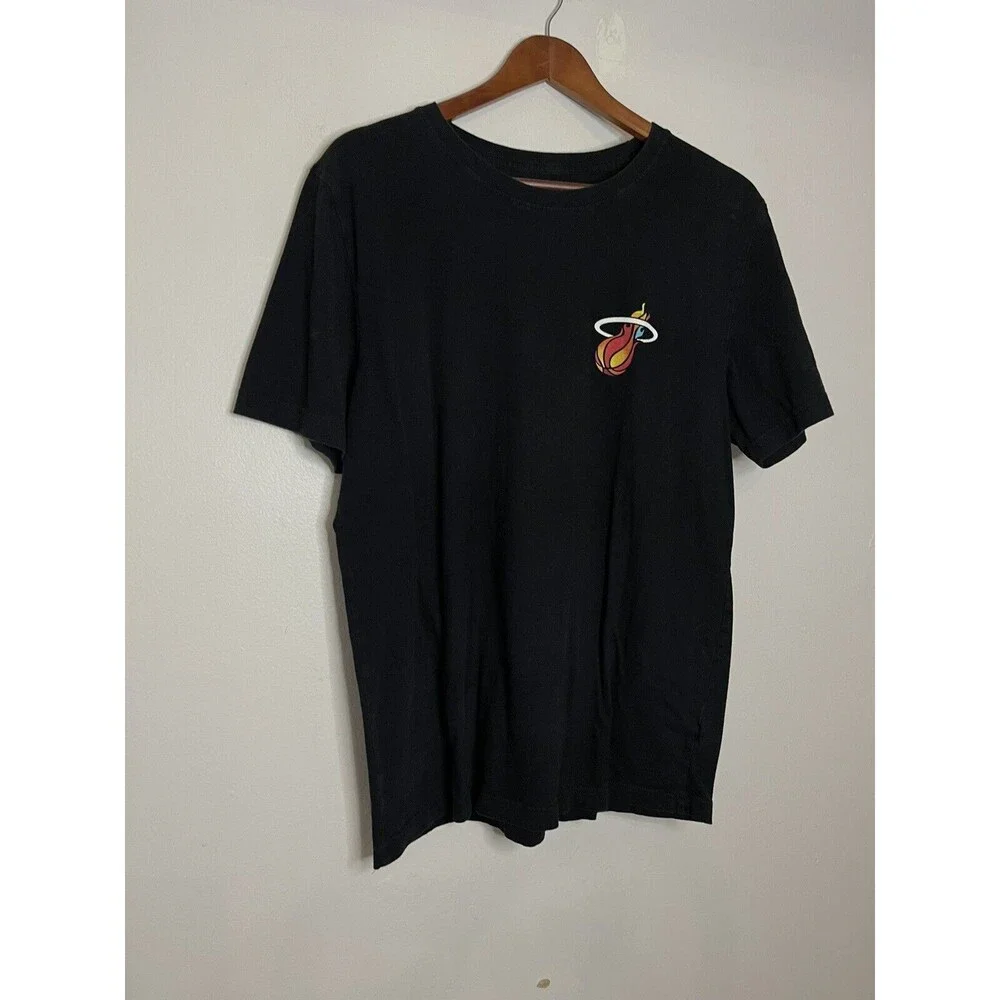 New Era Men's Medium Miami Heat Adebayo Black Graphic Tshirt Tee 13